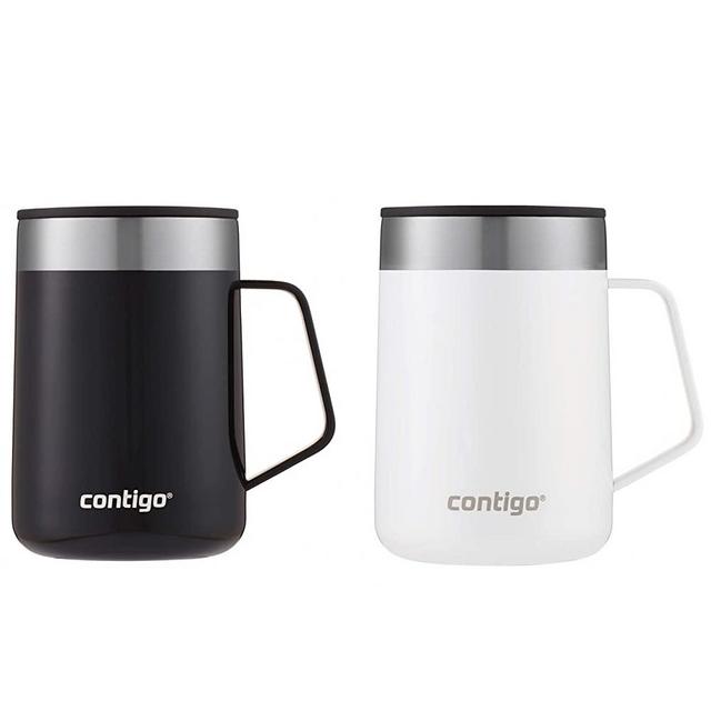 Contigo Stainless Steel Vacuum-Insulated Mug with Handle and Splash-Proof Lid, 14 oz, Licorice & Salt