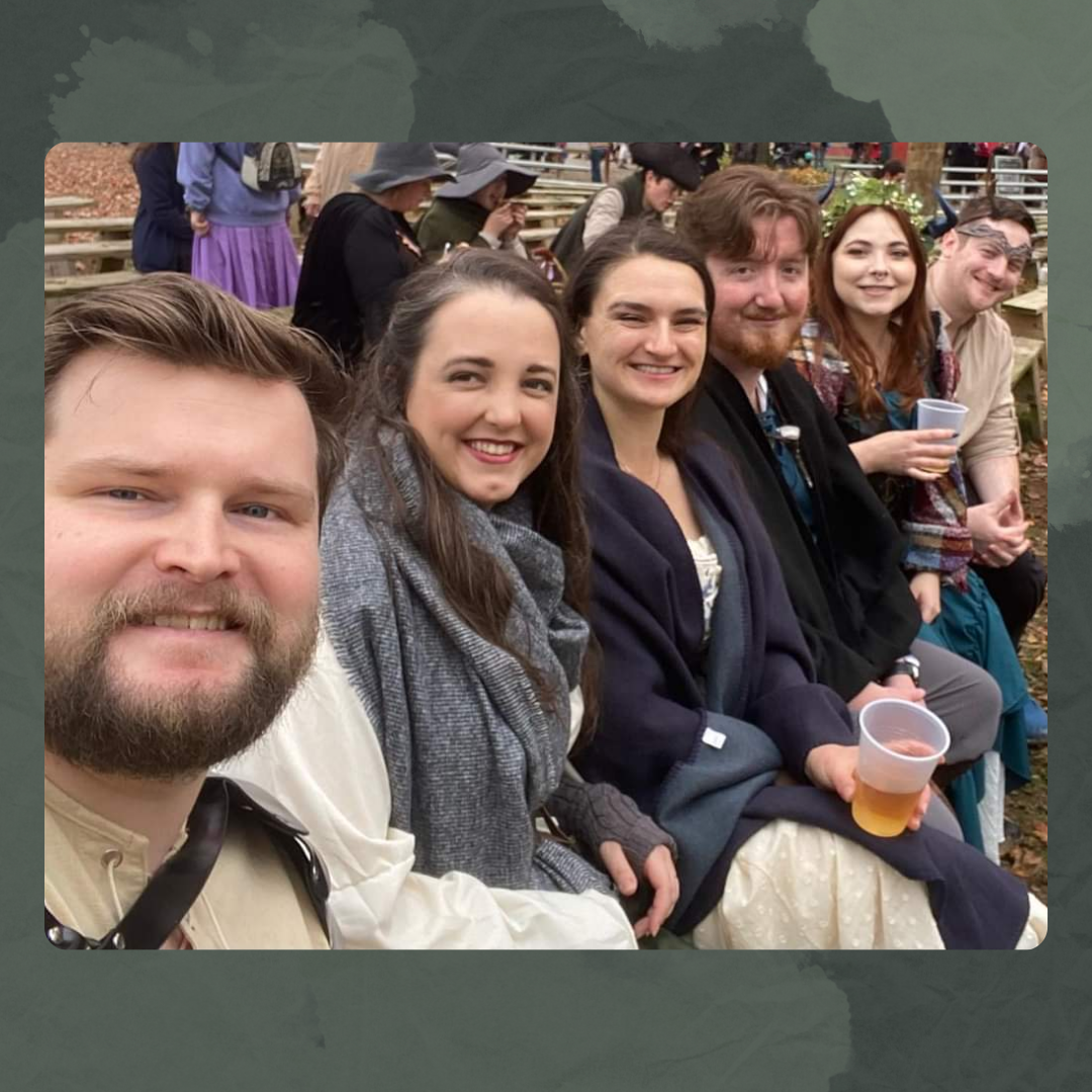 The Ren Faire Gang (Mitch, Amy, Sarah, Kenny, Malloy, Alex)