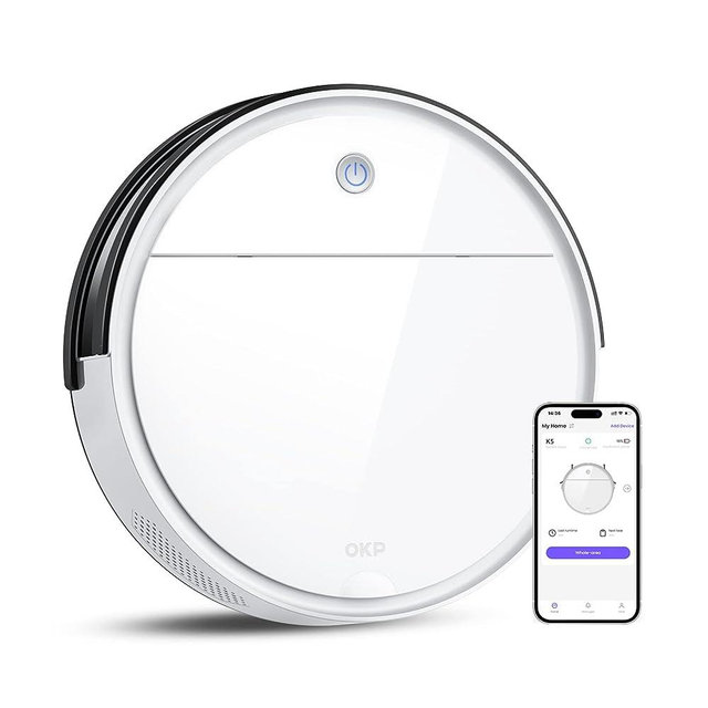 OKP Robot Vacuum, Personalized Cleaning Recommendations, Self-Charging Robot Vacuum Cleaner Compatible with WiFi/APP/Alexa, Perfect for Pet Hair, Hard-Floor and Carpet