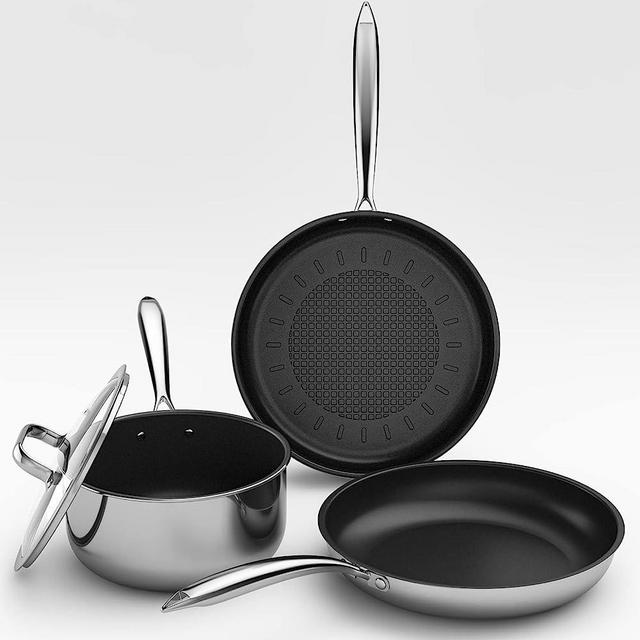 Stainless Steel Pots and Pans Set, Induction Cookware 4-Piece with Lid, Cookware Sets for Oven & Dishwasher Safe By MOMOSTAR