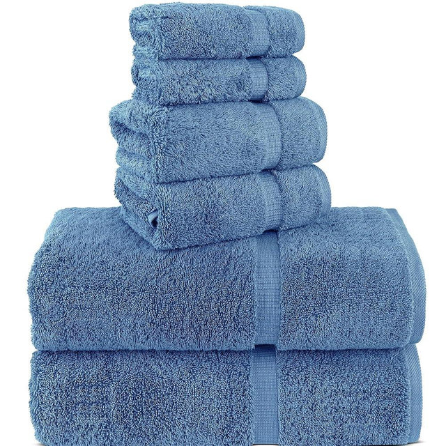 Chakir Turkish Linens 100% Cotton Premium Turkish Towels for Bathroom, 2 Large Bath Towels 36x60, 2 Hand Towels, 2 Washcloths (6-Piece Towel Set, Wedgewood)