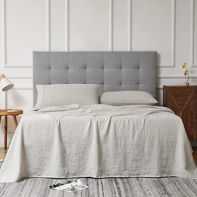 100% Linen Bed Sheets Linen Sheets Queen Size 100% French Natural Flax with 16 Inch Deep Pocket Ultra Breathable (1 Flat, 1 Fitted Sheet and 2 Pillowcases Natural Linen Queen)