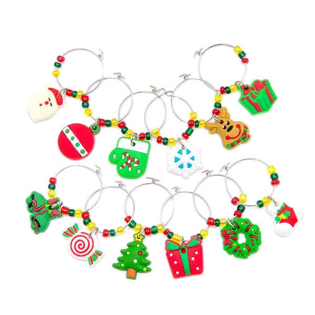 FunIdea Christmas Wine Glass Charms: Ideal Holiday-Themed Decoration Supplies for Wine Tasting Party