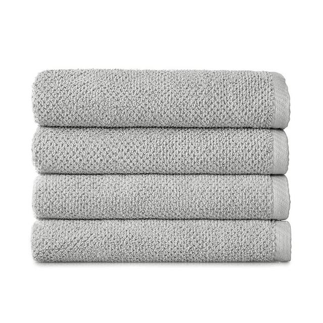 Welhome Franklin Premium | 4 Pack Hand Towels | Popcorn Textured Silver Gray Bathroom Towels | Hotel & Spa Towels for Bathroom | Soft & Absorbent | 600 GSM 100% Cotton Hand Towels