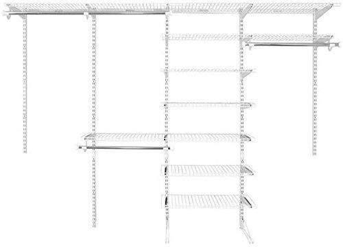 Rubbermaid FastTrack Closet Kit, White, 6-10 Ft., Wire Shelving Kit with Expandable Shelving and Telescoping Rods, Custom Closet Organization System, Easy Installation