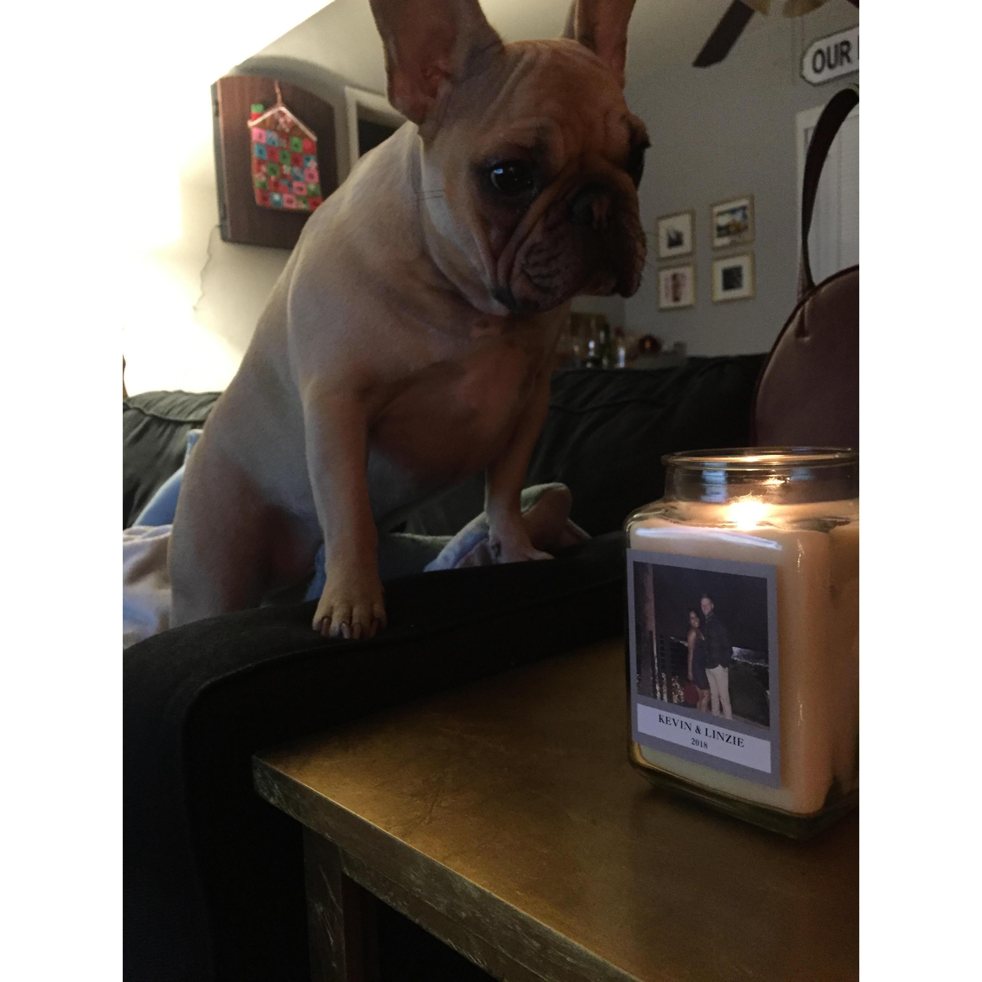BONK loves our engagement candle!