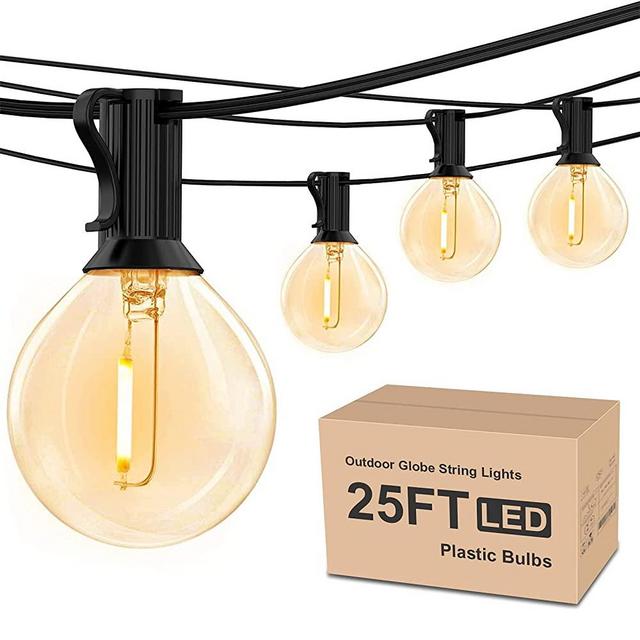 RTTY Outdoor String Lights 25ft, G40 Led Patio Lights with 13pcs Bulbs,Waterproof Shatterproof Dimmable Hanging Globe Outdoor Lights for Cafe,Bistro & Backyard