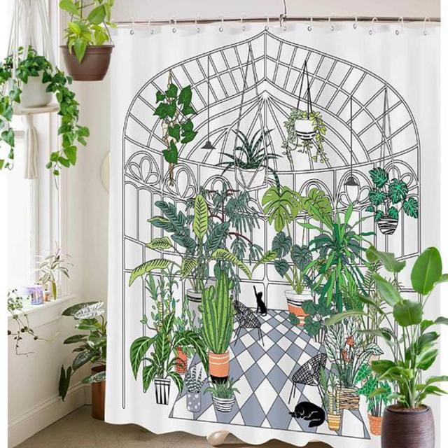 Boho Botanical Greenhouse Shower Curtain