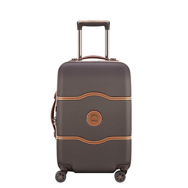 DELSEY Paris Chatelet Hardside Luggage with Spinner Wheels, Chocolate Brown, Checked-Medium 24 Inch, No Brake