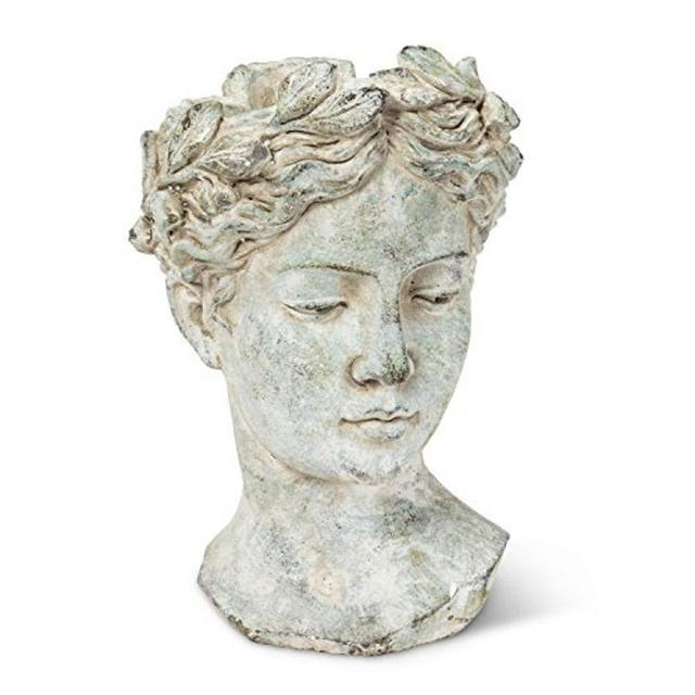 Abbott Collections AB-27-GODDESS-535-LG 10 in. Woman Head Planter Grey - Large