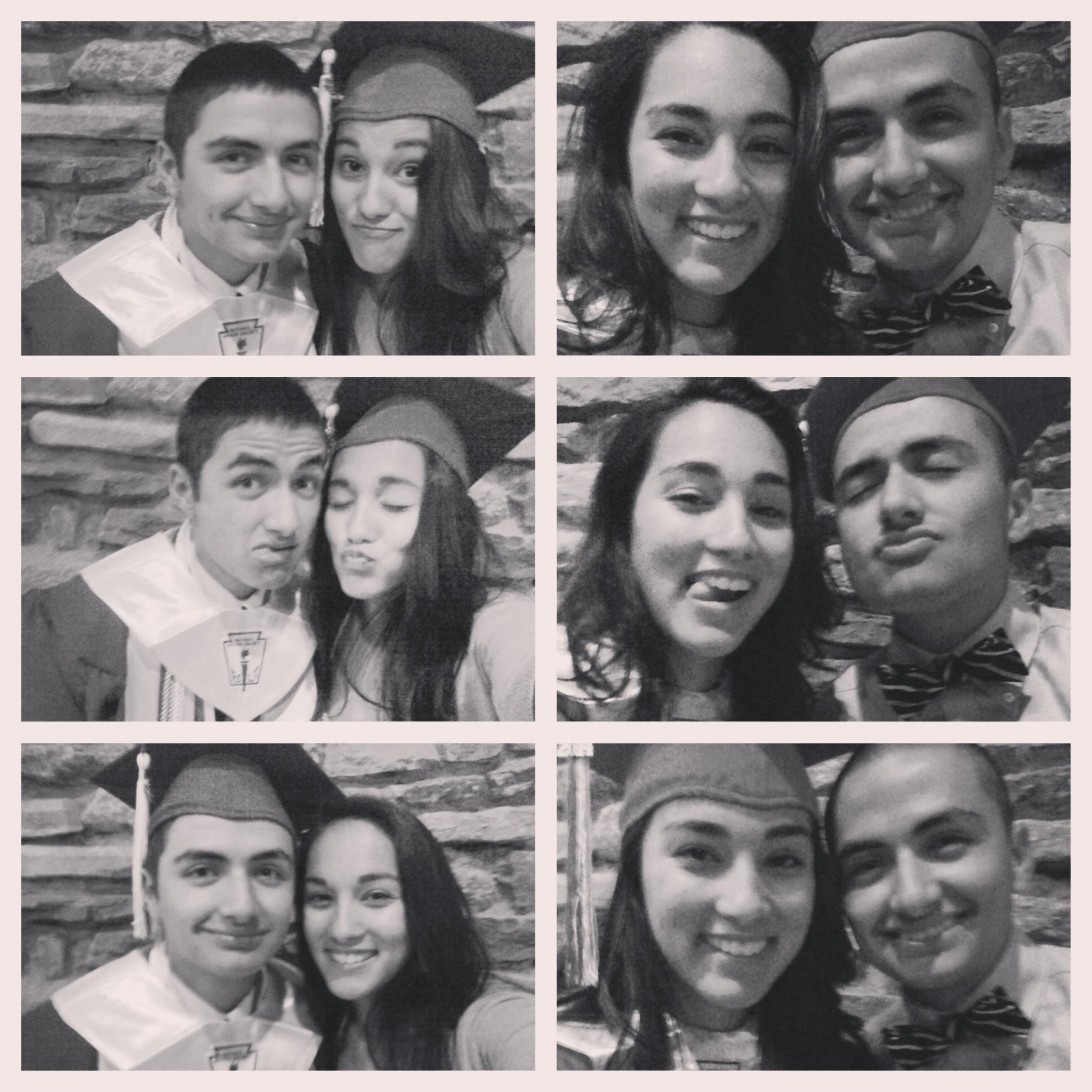 Pics in the left column are from Joseph's high school graduation and Allie's high school graduation on the right.