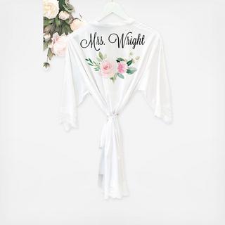 Personalized Floral Satin Robe