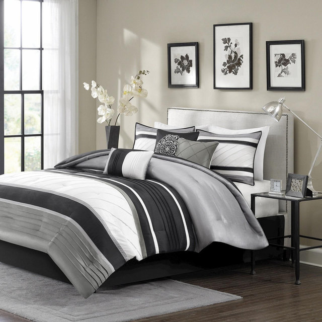 Gray Burnett Comforter Set Queen 7pc
