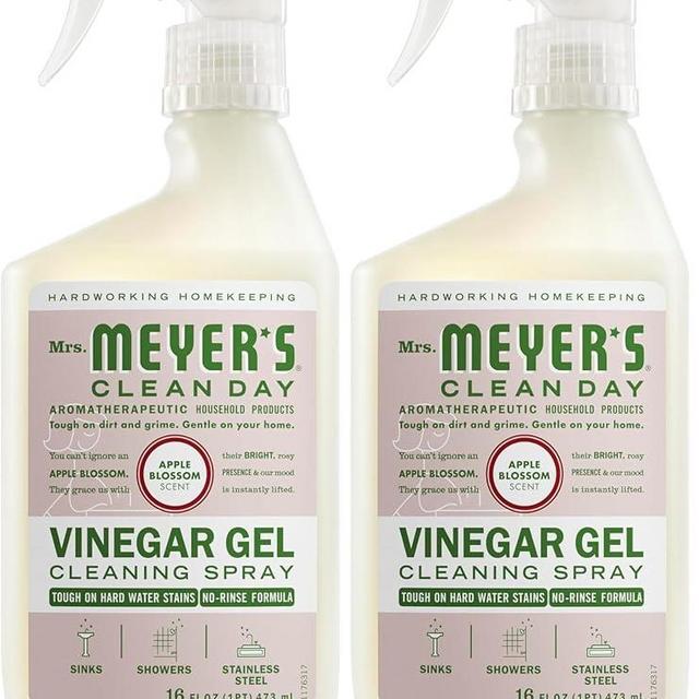 MRS. MEYER'S CLEAN DAY Vinegar Gel Cleaning Spray, Bathroom Use, No-Rinse Formula, Plant-Derived Cleaning Ingredients, Apple Blossom, 16 Fl Oz, Pack of 2