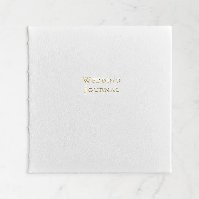 Wedding Journal with White Pebble Grain Leather