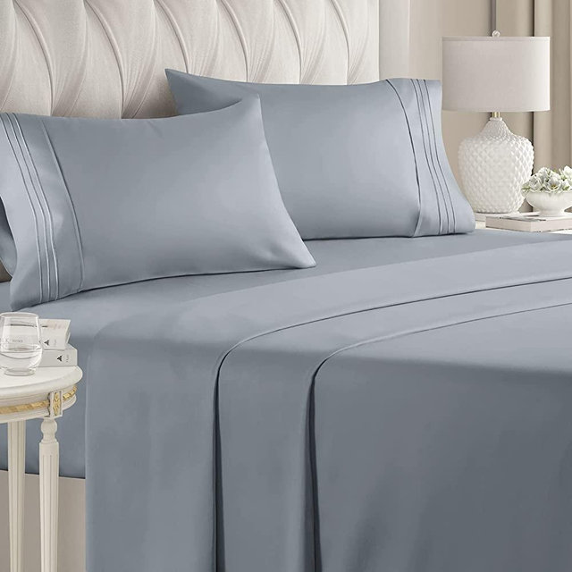 California King Size Sheet Set - 4 Piece Set - Hotel Luxury Bed Sheets - Extra Soft - Deep Pockets - Easy Fit - Breathable & Cooling - Wrinkle Free - Comfy – Steel Blue Bed Sheets - Cali King – 4PC