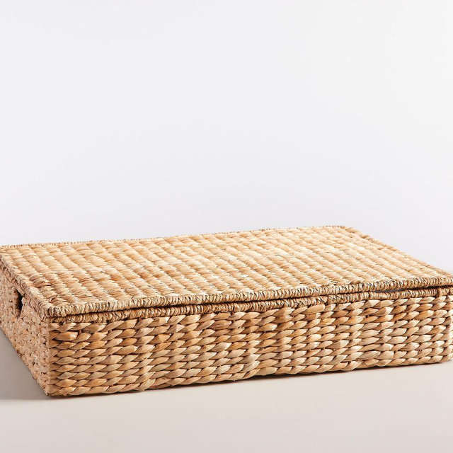 Seagrass Lidded Underbed Basket, Savannah Natural