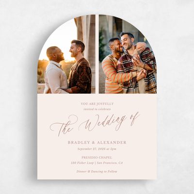 Beige Arch Wedding Invitation - Andros Multiphoto