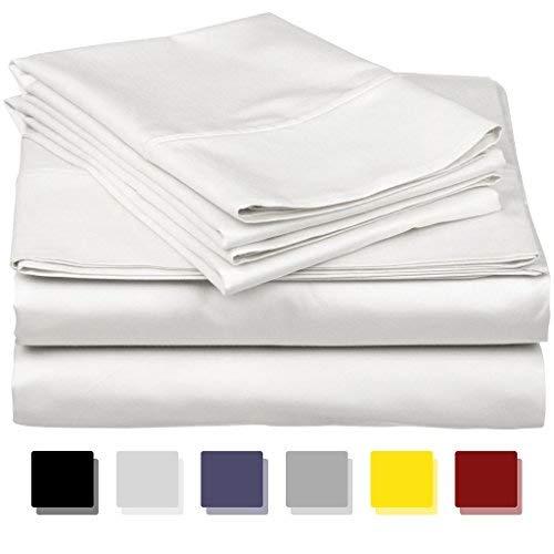 800 Thread Count 100% Egyptain Cotton Sheet King White Sheets Set, 4-Piece Long-staple Combed Pure Cotton Best Sheets For Bed, Breathable, Soft & Silky Sateen Weave Fits Mattress Upto 18'' Deep Pocket