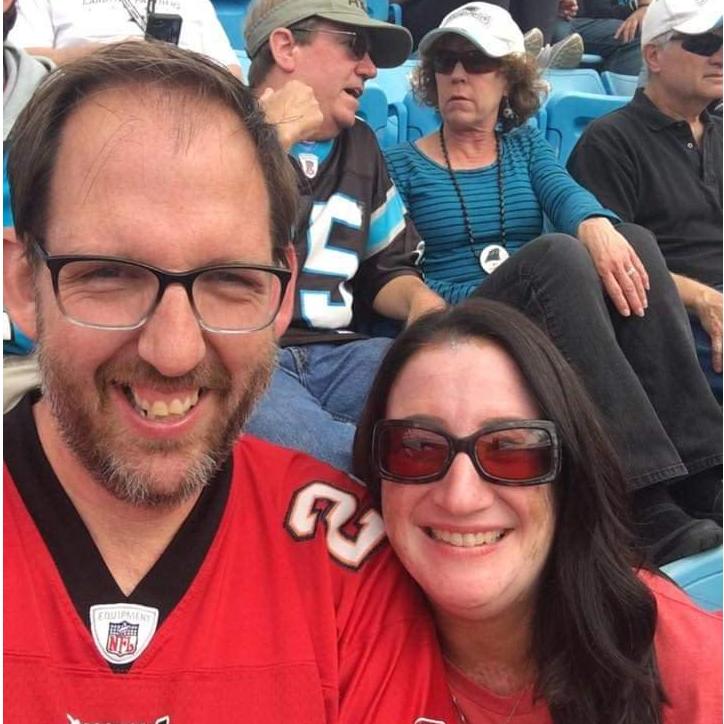 Our first activity in Charlotte: rooting against the Panthers at a Bucs game. The irony did not go unnoticed.