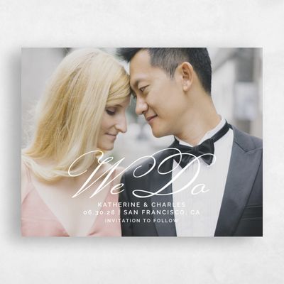White Typography Wedding Save the Date - Arthur Photo