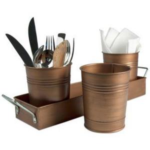 Artland Oasis Antique Copper Finish 4-Piece Picnic Caddy Set