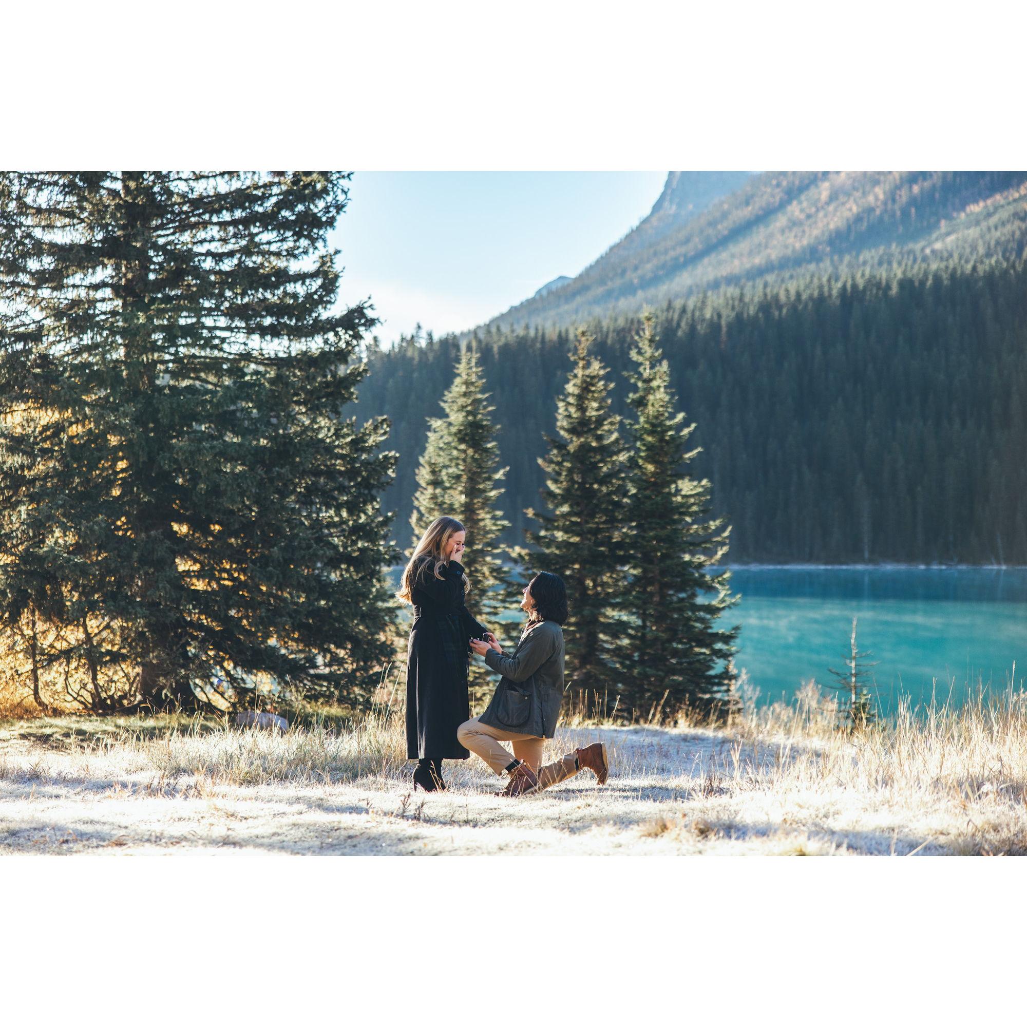 Shoma's proposal in our spot at Lake Louise