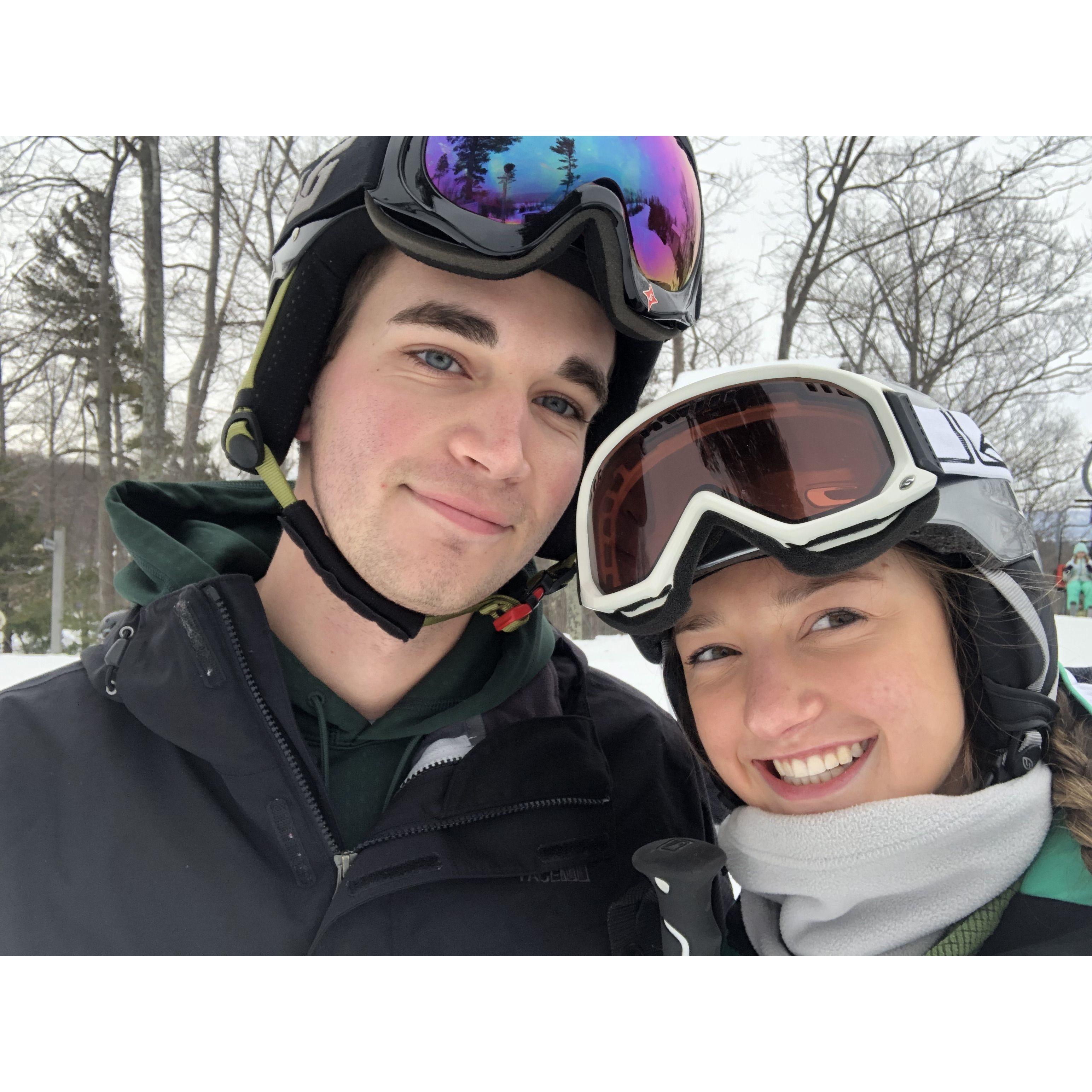 Introducing skiing to Jacob!