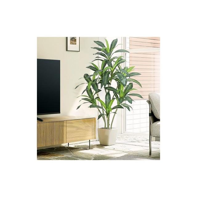 Whizmax Artificial Dracaena Tree Fake Plant, 5.5FT Faux Tropical Yucca Floor Plant Tree in Pot for Home Decor Indoor Outdoor Office Decor Green