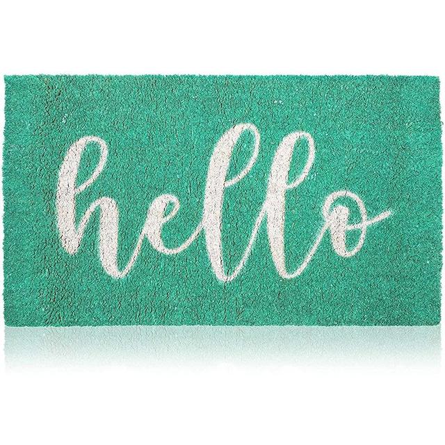 Natural Coir Welcome Mat, Hello Doormat (30 x 17 Inches)