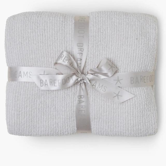 Barefoot Dreams CozyChic Microstripe Blanket in Color Stone-Pearl