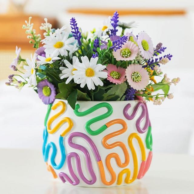 COTYNI Cute Plant Pot, Rainbow Flower Pot with Drainage Hole, 4.2" Small planters for Indoor&Outdoor Plants, Unique Succulent/Cactus Pot for Living Room/Office/Garden (1 Pack)
