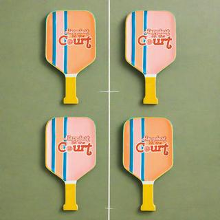 League Pickle Ball Porcelain Appetizer Plate, Set of 4