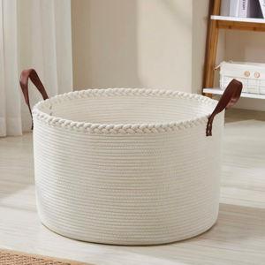 Round Cotton Rope Storage Basket Bin Organizer, Cream - Amazon