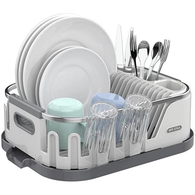 Sturdy Hard Plastic Red Sink Set Dish Rack With Drainer & Drainboard, Easy  to Clean With Snap Lock Tab Cup Holders for Home Kitchen Sink Organizer