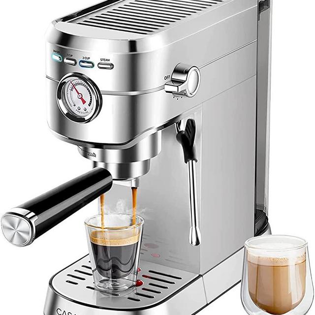 Espresso Machine 20 Bar, Professional Espresso Maker with Milk Frother Steam Wand, Compact Espresso Coffee Machine with 34oz Removable Water Tank for Cappuccino, Latte, Macchiato, Gift for Father Mom