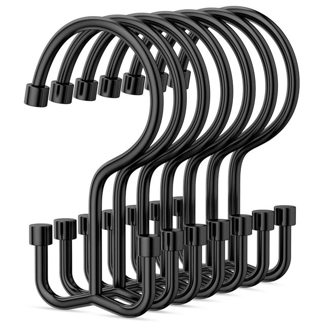 Goowin Shower Curtain Hooks, Shower Curtain Rings, Durable Black Shower Curtain Hooks Rust Proof, Shower Rings for Curtain, Double Glide Shower Hooks for Shower Curtain, Black, 24 Pack-Cylinders
