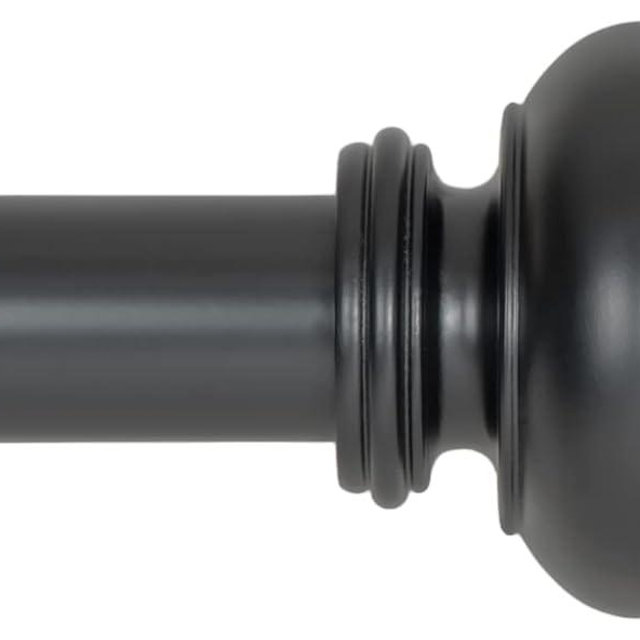 Ivilon Drapery Window Curtain Rod - Knob Design, 1 Inch Rod, 28 to 48 Inch. Black