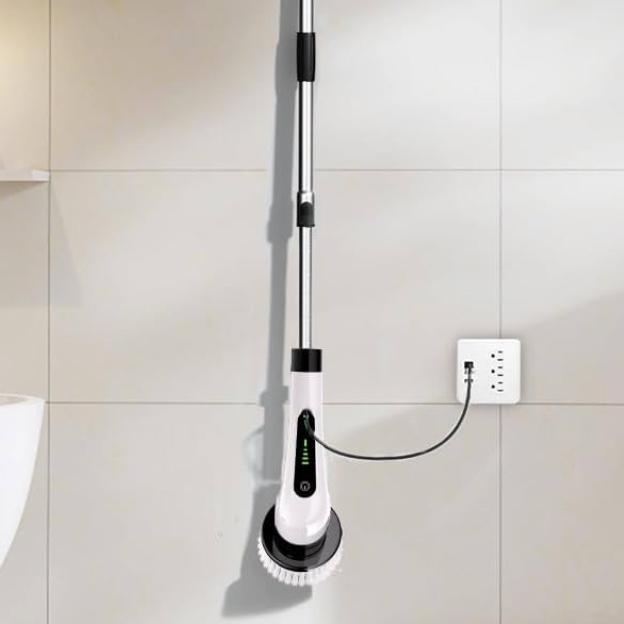 Electric Spin Scrubber, Full Body Waterproof Cordless Cleaning Brush with 7 Replaceable Brush Heads Power Scrubber Shower Adjustable & Detachable Handle for Bathroom, Tub, Tile, Floor, Car