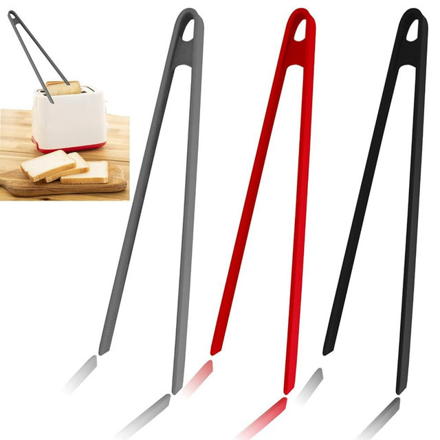 3PCS Silicone Toast Tongs, Trivet Tongs for Cooking, 11.8Inch Silicone Kitchen Tong with Anti-slip Design, Long BBQ Grilling Tongs for Toaster, Pan Fried Steak, Barbecue and Salad by Sunenlyst