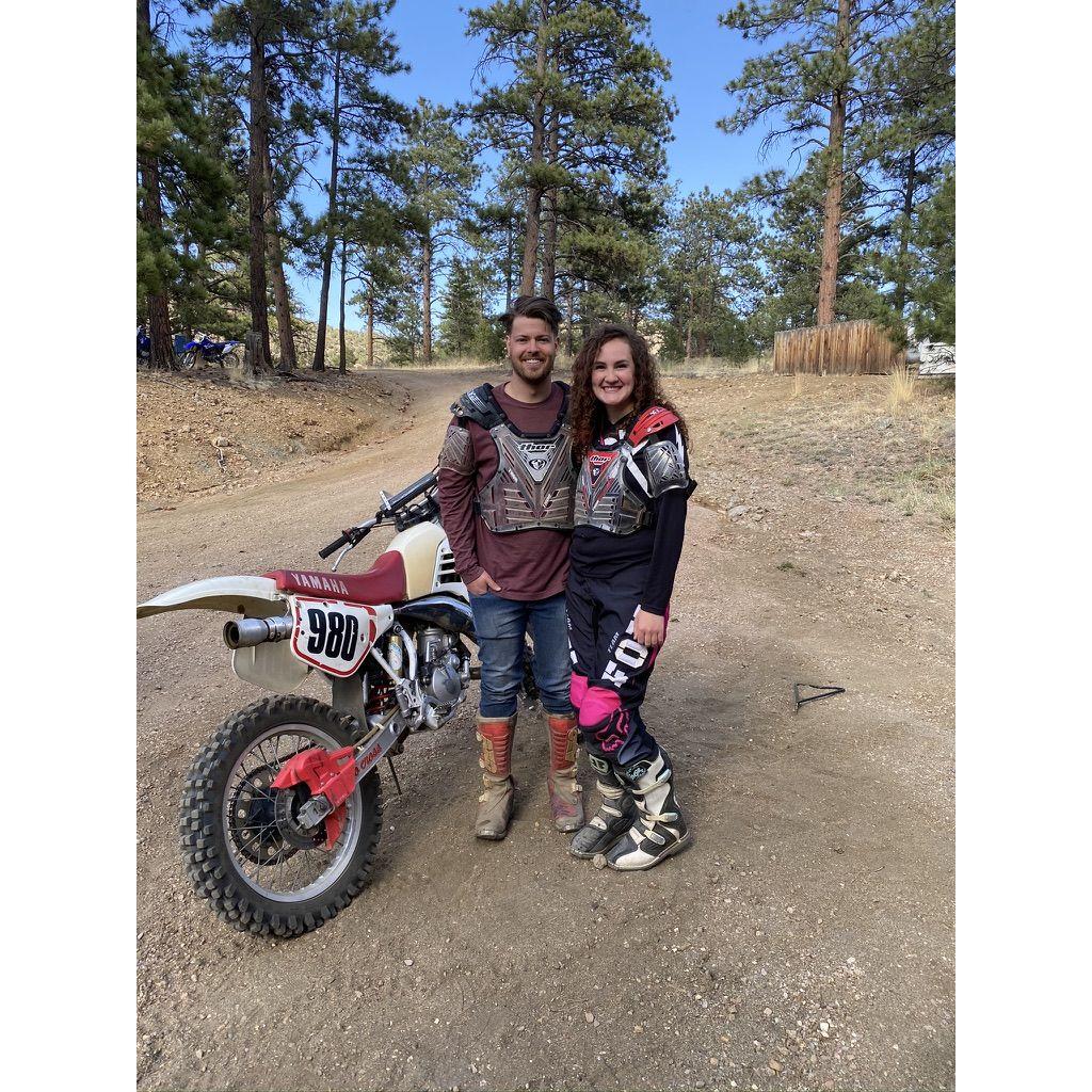 Riding dirt bikes at Mary-Eliza's Grandparents cabin in Westcliffe, Colorado.