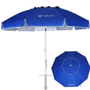 Blue 8 Feet Large Beach Umbrella with Sand Anchor