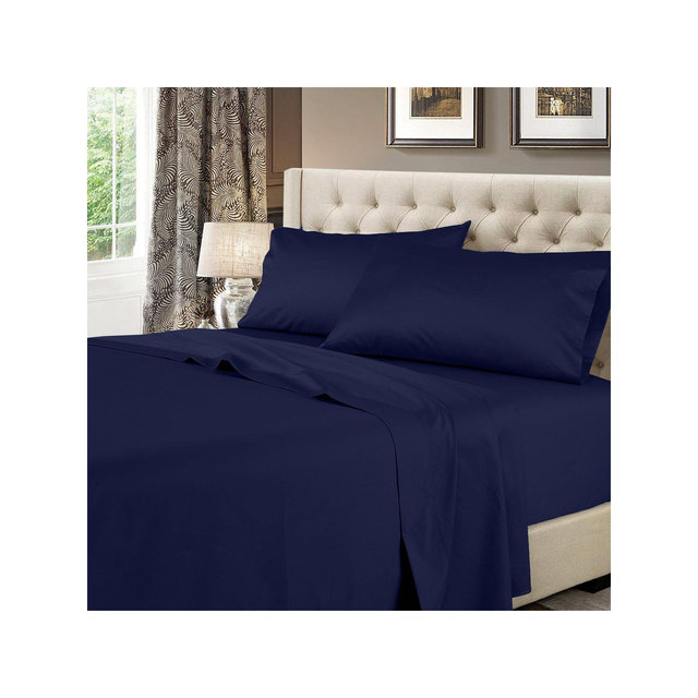 Egyptian Linens Extra Deep Pockets Solid 600 Sheet Set Navy King