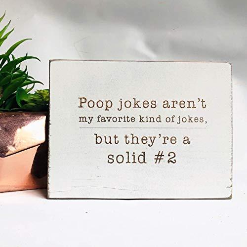 Etch & Ember Funny Bathroom Signs - Poop Jokes Aren't My Favorite - Farmhouse Style Decor - Rustic Wood Sign - 5.5" x 7.5" x 3/4"