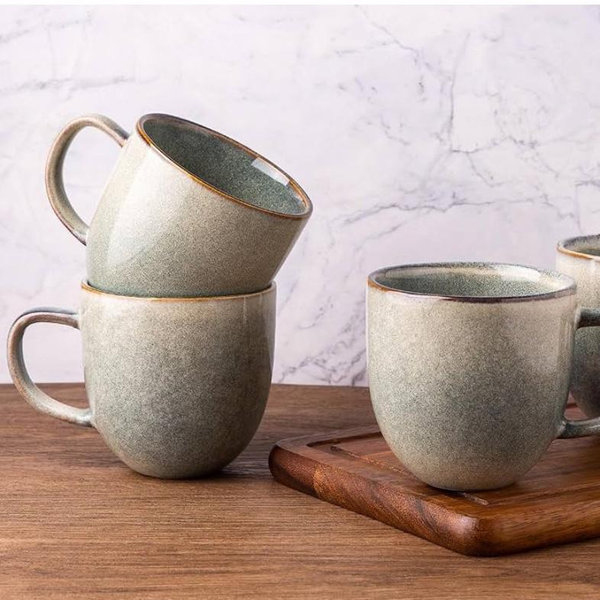 AmorArc 12oz Coffee Mugs, Ceramic Coffee Mugs set of 6, Modern Coffee Mugs with handle for Latte/Cappuccino/Milk/Cocoa. Dishwasher&Microwave Safe, Reactive Glaze