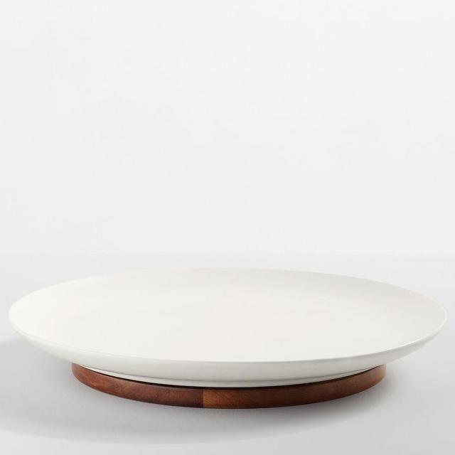 Mason Stoneware & Wood Lazy Susan - Ivory