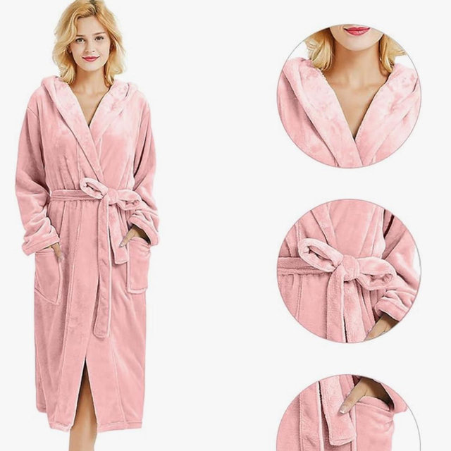 Womens Hooded Fleece Robe, XXL