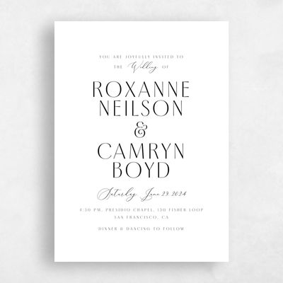 White Elegant Wedding Invitation - Paloma Portrait