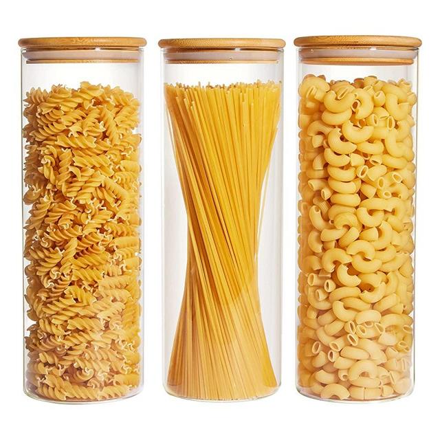 HomArtist Square Glass Jars with Bamboo Lids 53 FL OZ [Set of 4], Glass  Canisters with