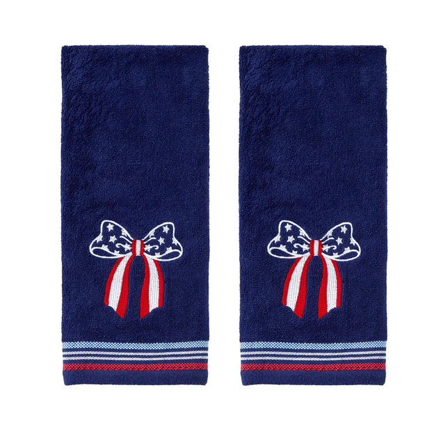 SKL Home Americana Bow Embroidered 2-Piece Hand Towel Set